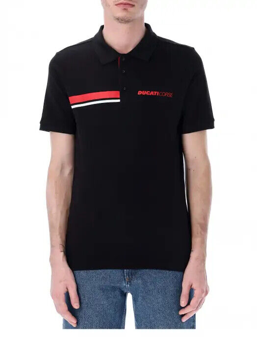 Official Ducati Corse Racing Black Polo Shirt - 23 16001