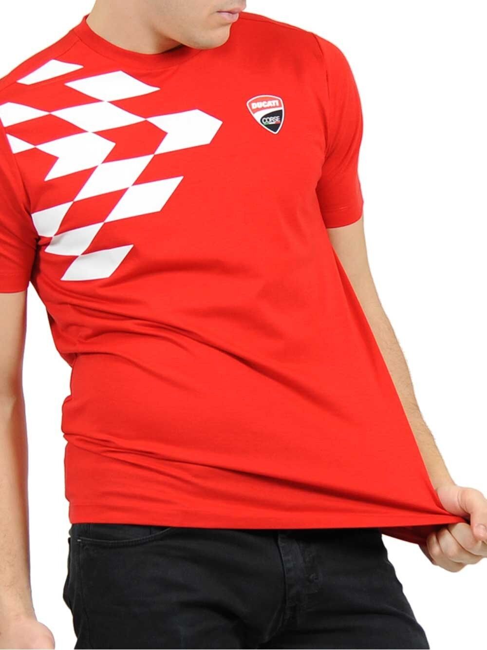 Official Ducati Grid Print Red T'Shirt - 16 36008