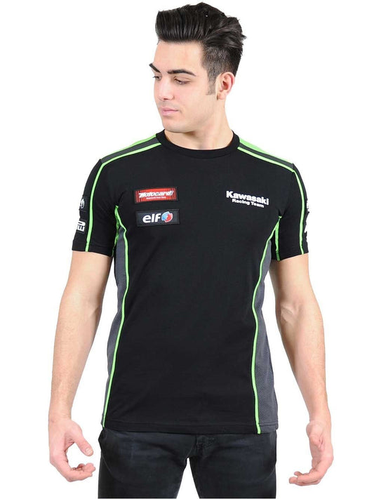 Official Kawasaki Motocard Team Race Wear Black/Green T Shirt - 16 31501