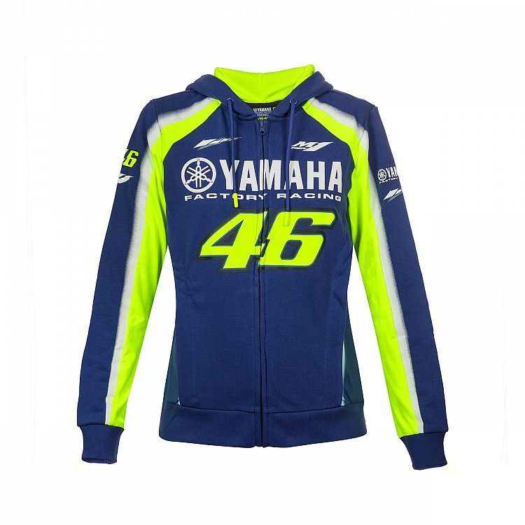 VR46 Official Womans Blue Yamaha Full Zip Hoodie - Ydwfl 314509