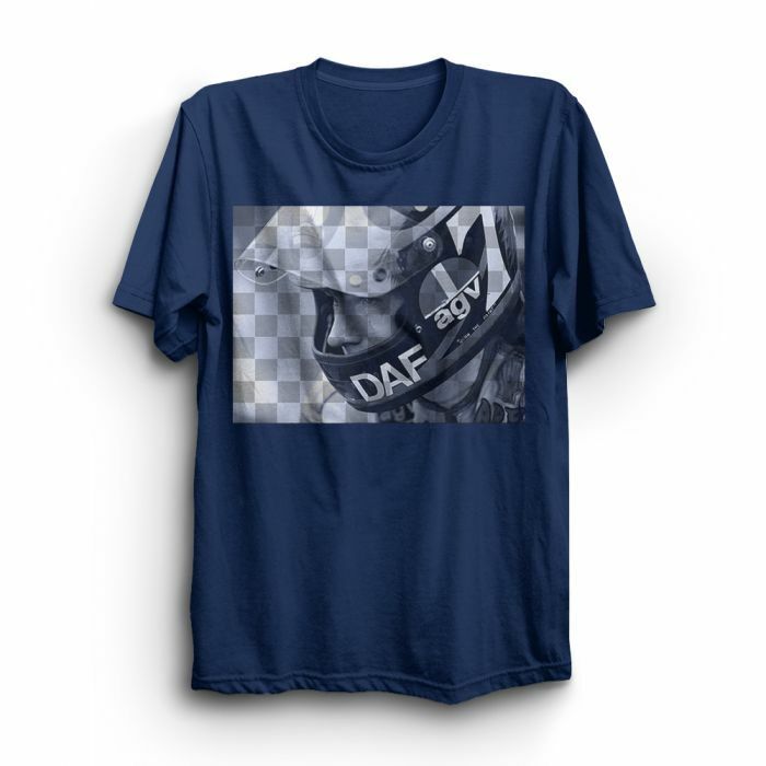 Barry Sheene Chequered Flag Navy T Shirt - 18Hl-458At-Navy