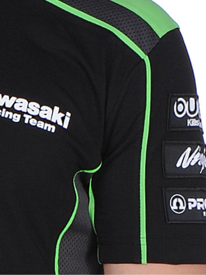 Official Kawasaki Motocard Team Race Wear Black/Green T Shirt - 17 31501