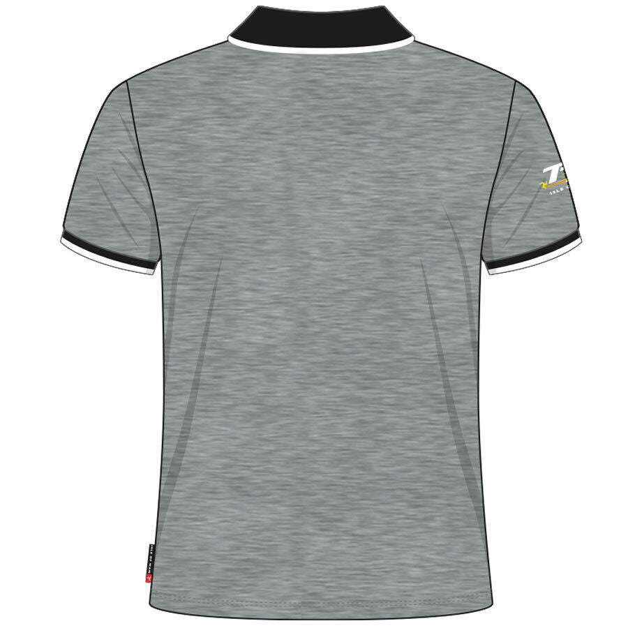 Official Isle Of Man TT Races Grey & Black Polo Shirt - 20Ap8