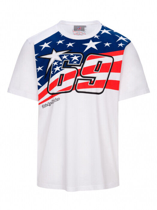 Official Nicky Hayden 69 American Flag White T-Shirt - 20 34002