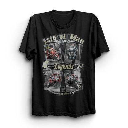 Isle Of Man 4 Legends Black Printed T Shirt - 18Iom-4Legends