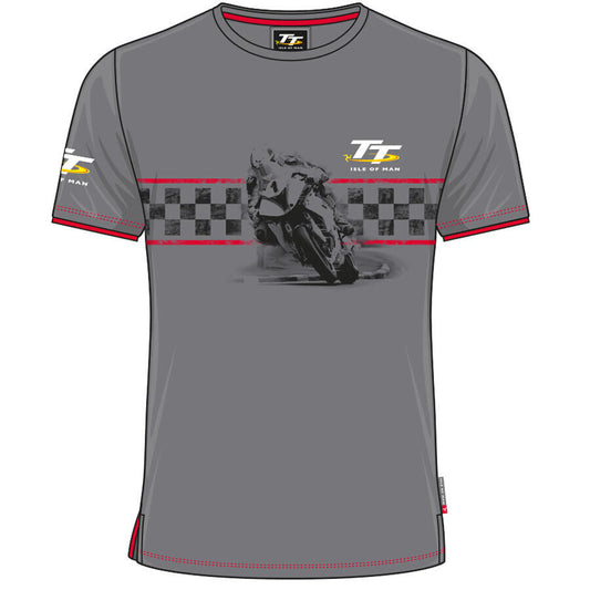 Official Isle Of Man TT Races Custom Grey Action Shot T Shirt - 19Acts3