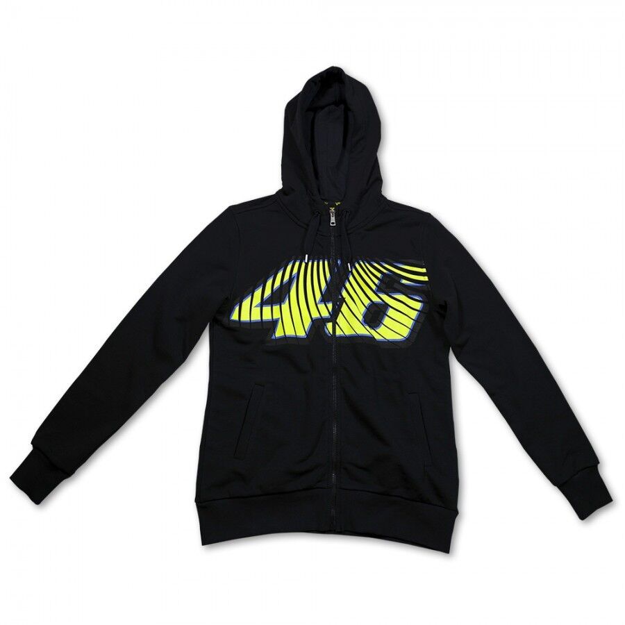 New Official VR46 Womans Black Hoodie - Vr W Fl 108304