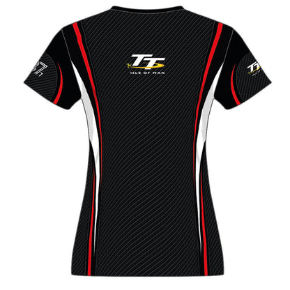 Official Isle Of Man TT Logo Striped Woman's T'Shirt - 17Laop2