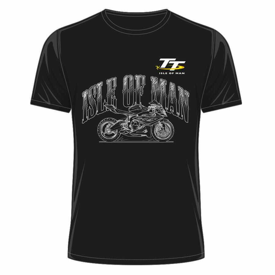 Official Isle Of Man TT Races Black Sketched T'Shirt - 20Ats20B