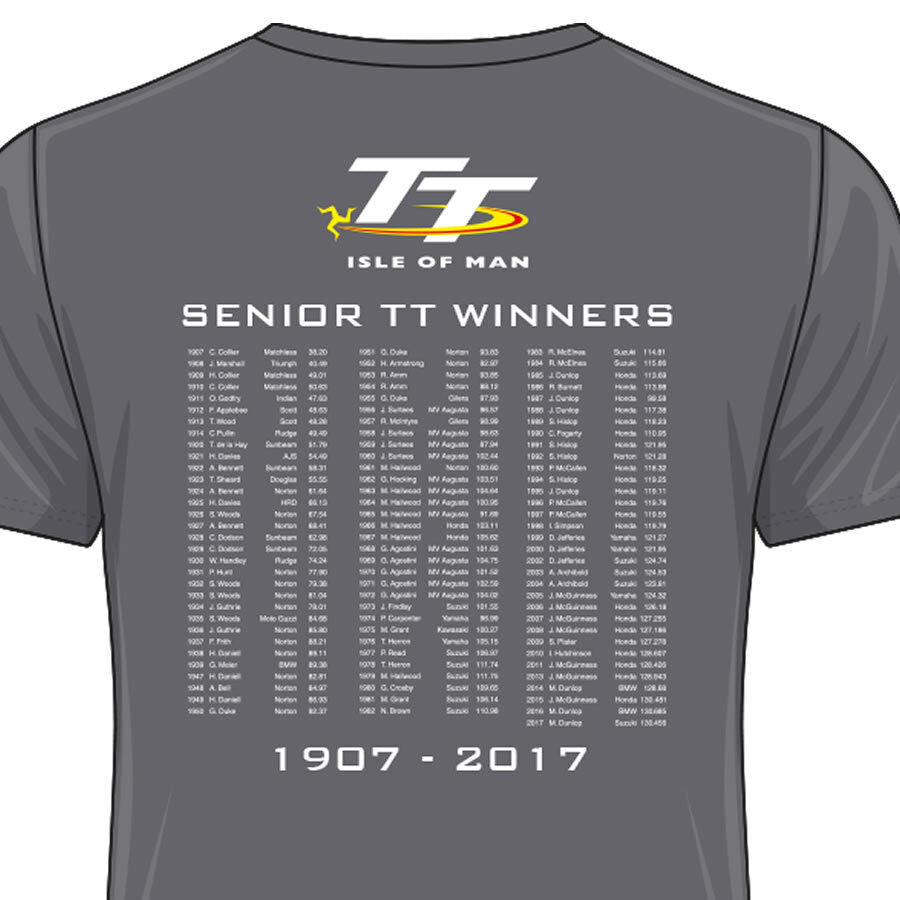 Official Isle Of Man TT Races Senior Race Charcoal Grey T'shirt - 18Ats6G