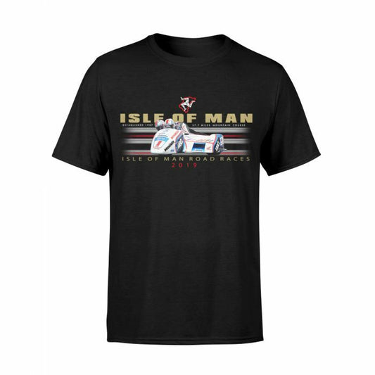 Isle Of Man Sidecar Black Printed T Shirt - 19Iom-670At