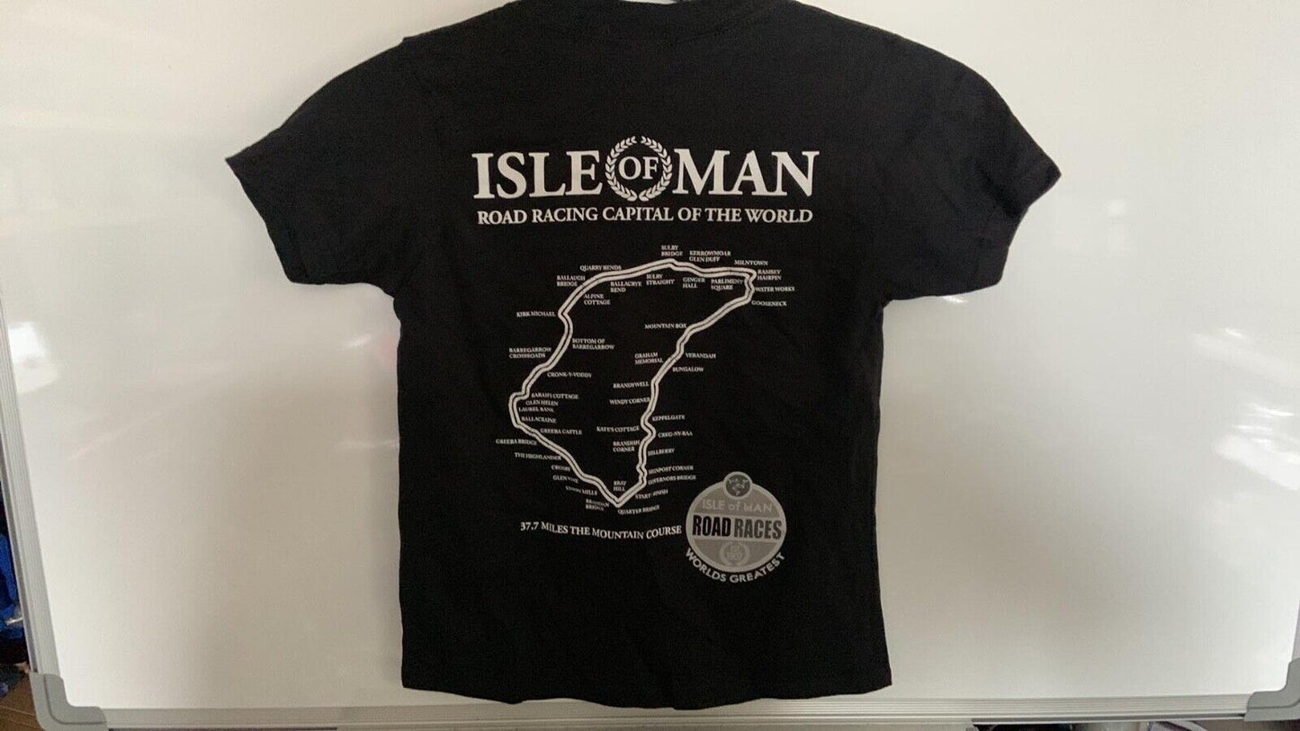 Official Isle Of Man Road Races Legends Kid's Printed Black T'Shirt -