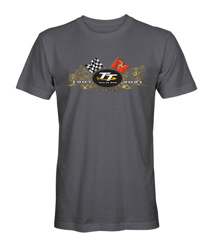 2021 Official Isle Of Man TT Races Gold Bikes Grey T'Shirt - 21Ats1G