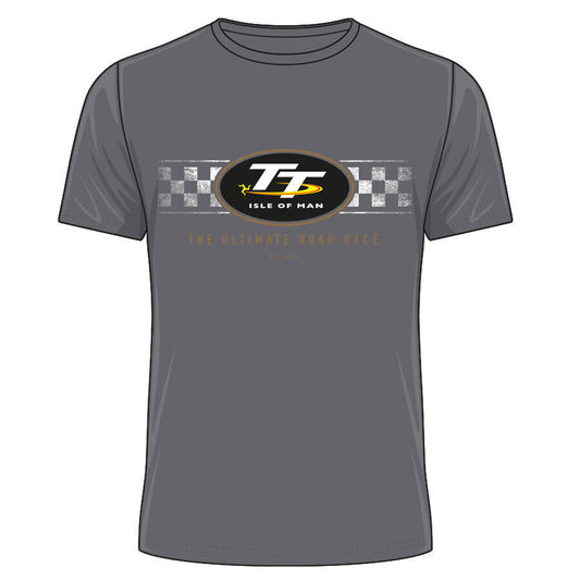 Official Isle Of Man TT Races Grey Retro T'Shirt - 19Ats6