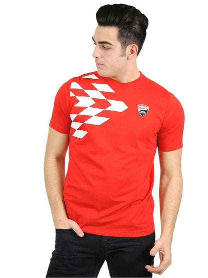 Official Ducati Grid Print Red T'Shirt - 16 36008