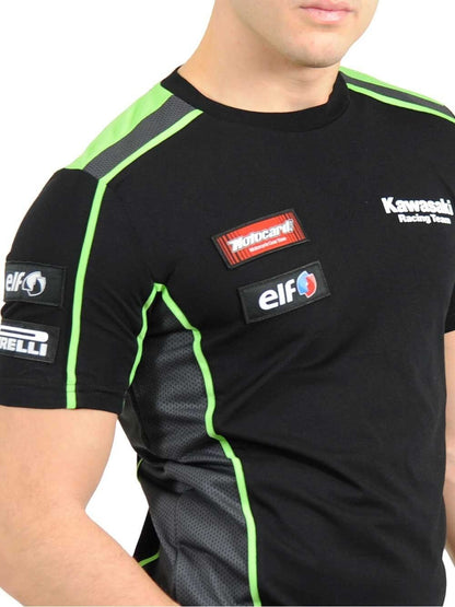 Official Kawasaki Motocard Team Race Wear Black/Green T Shirt - 16 31501