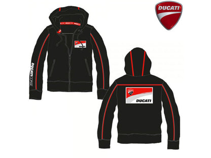 New Official Ducati Corse Black Zip Up Hoodie - 13 26006